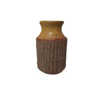 Single Stem Pottery Small Bud Vase Stoneware Artist Signed Smith Natural Neutral